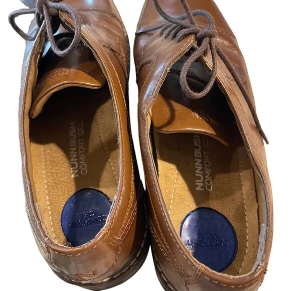 Nunn Bush Centro Flex Cap Toe Oxford Leather Shoes Dressy Cognac Size 11
