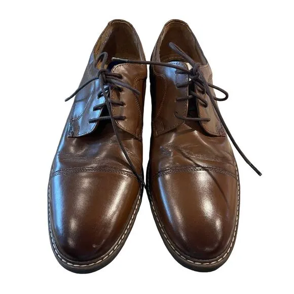 Nunn Bush Centro Flex Cap Toe Oxford Leather Shoes Dressy Cognac Size 11