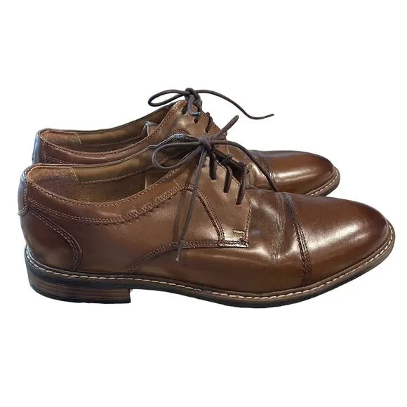 Nunn Bush Centro Flex Cap Toe Oxford Leather Shoes Dressy Cognac Size 11