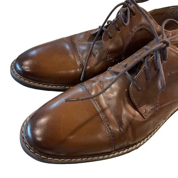 Nunn Bush Centro Flex Cap Toe Oxford Leather Shoes Dressy Cognac Size 11