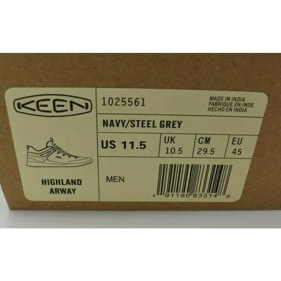 NWB Keen Mens Size 11.5 Highland Arway Navy Steel Grey Hiking Shoes 1025561
