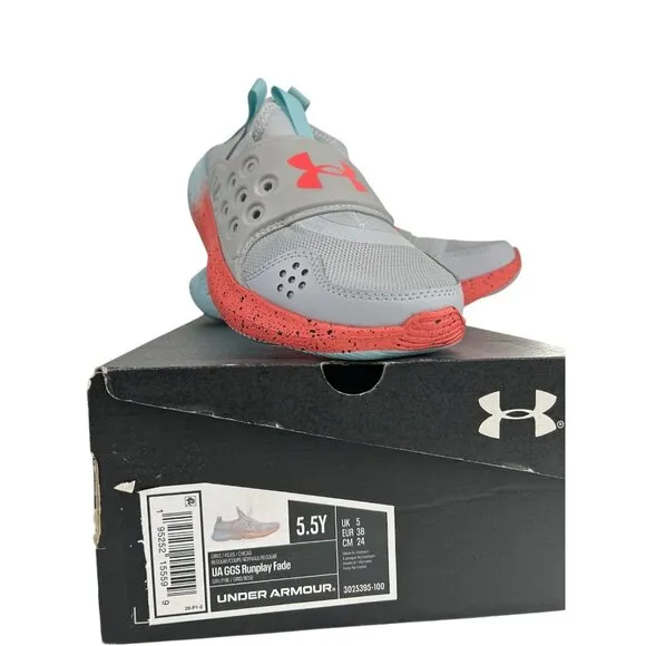 NWB Under Armour Girl's 5.5 Youth Runplay Fade Halo Gray/Brilliance/Rose