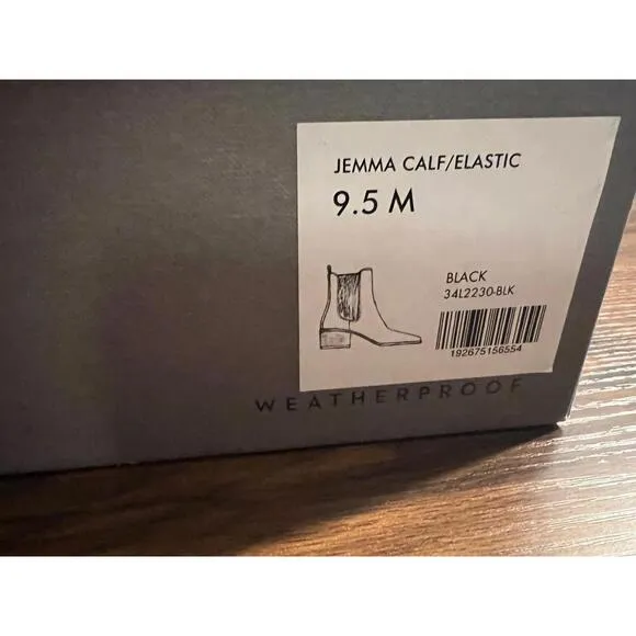 NWB WOMEN'S AQUATALIA JEMMA WEATHERPROOF BLOCK HEEL CHELSEA Boots BLACK US 9.5 M