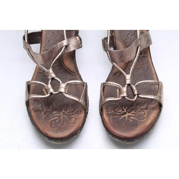 NWOB BORN pamati Sandals Shoes Strappy Metallic Faux Wooden Women's Summer 10 42