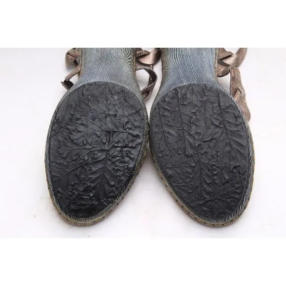 NWOB BORN pamati Sandals Shoes Strappy Metallic Faux Wooden Women's Summer 10 42