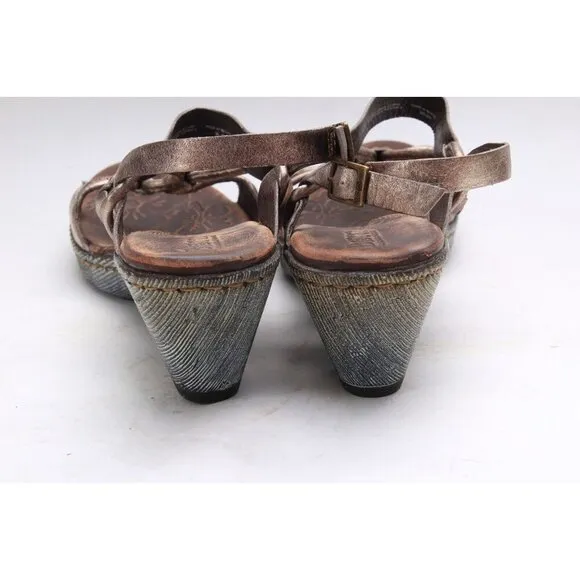 NWOB BORN pamati Sandals Shoes Strappy Metallic Faux Wooden Women's Summer 10 42