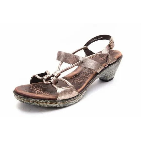 NWOB BORN pamati Sandals Shoes Strappy Metallic Faux Wooden Women's Summer 10 42