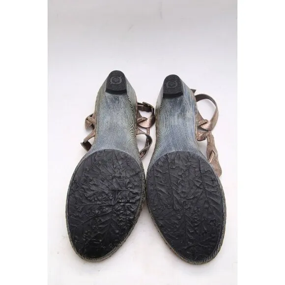 NWOB BORN pamati Sandals Shoes Strappy Metallic Faux Wooden Women's Summer 10 42