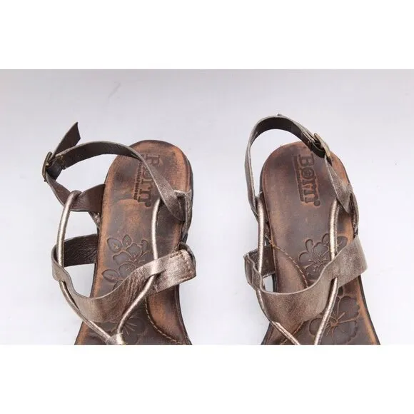 NWOB BORN pamati Sandals Shoes Strappy Metallic Faux Wooden Women's Summer 10 42