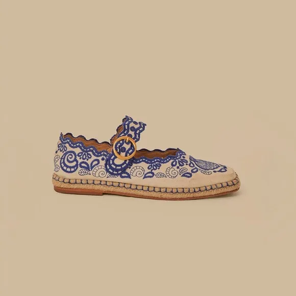 NWOB Farm Rio Blue Richelieu Ballerina Flat US 9, EU 40
