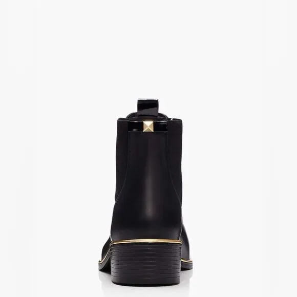 NWOB Kate Spade Sedgewick Rain Boots water resistant Round Toe heels Sz 7 black
