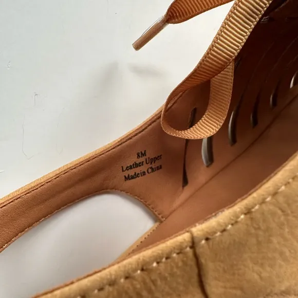 NWOB L’Amour Des Pieds Amarli Ribbon Lace Up Sandal in Tan / Cognac Nubuck 8