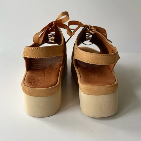 NWOB L’Amour Des Pieds Amarli Ribbon Lace Up Sandal in Tan / Cognac Nubuck 8