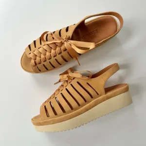 NWOB L’Amour Des Pieds Amarli Ribbon Lace Up Sandal in Tan / Cognac Nubuck 8