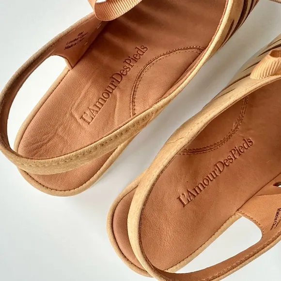 NWOB L’Amour Des Pieds Amarli Ribbon Lace Up Sandal in Tan / Cognac Nubuck 8