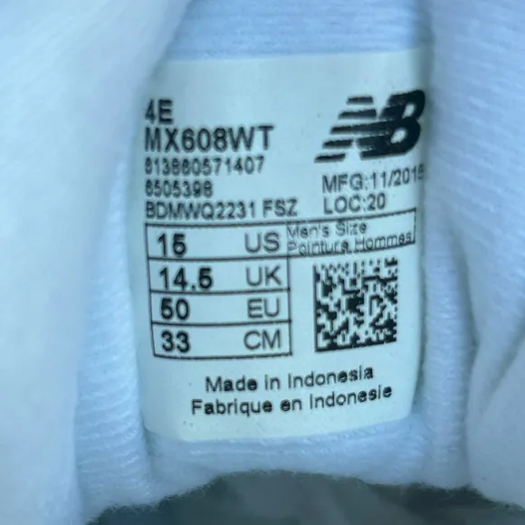 NWOB New Balance MX608WT Lace-Up White Leather Basketball Sneakers Shoes Sz: 15