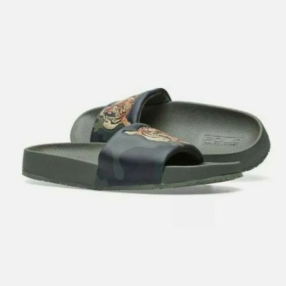 NWOB Polo Ralph Lauren Tiger Cayson Camo Sport Slide Sandals Mens