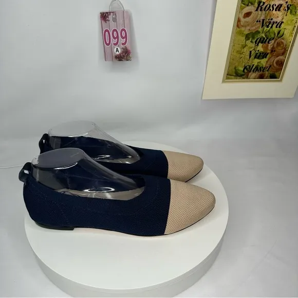 NW/OT Chocolat Blu Bloom Knit Flat Navy &amp; Cream Size 41
