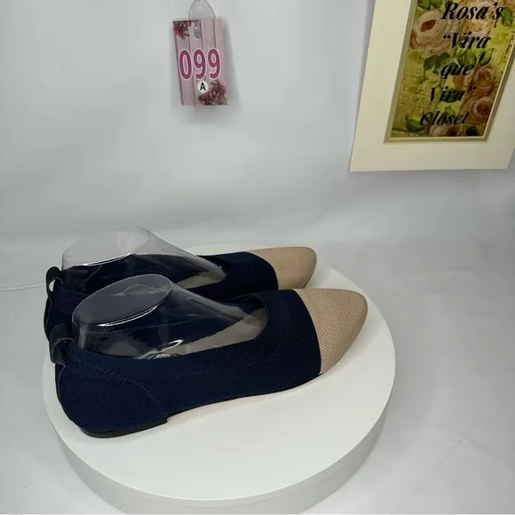 NW/OT Chocolat Blu Bloom Knit Flat Navy &amp; Cream Size 41