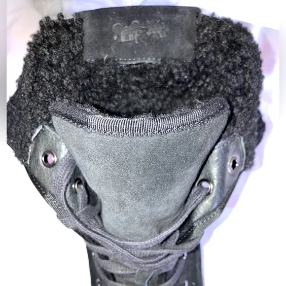 🔥NWOT🔥 Coach Ramsey Black high top suede shearling sneakers A8595 Size W9.5