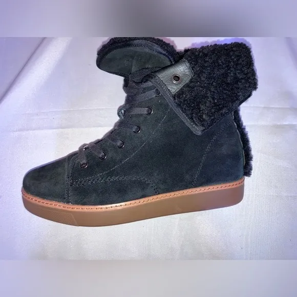🔥NWOT🔥 Coach Ramsey Black high top suede shearling sneakers A8595 Size W9.5