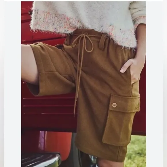 NWOT Free People Charli Wool Longline Bronze Brown Cargo Shorts size XS