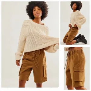 NWOT Free People Charli Wool Longline Bronze Brown Cargo Shorts size XS