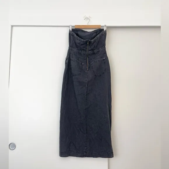 NWOT Free People Picture Perfect Midi Strapless Tube Denim  Dress Size 2