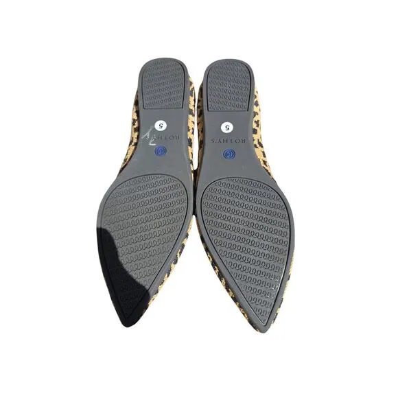 NWOT Rothys Leopard Cheetah Pointed Toe Ballet Flat Shoes Size 5 Comfort