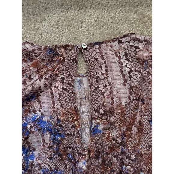 NWT $425 Ramy Brook 100% Silk Printed Snakeskin Kayla Dress Mini Large Preppy