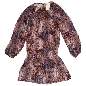 NWT $425 Ramy Brook 100% Silk Printed Snakeskin Kayla Dress Mini Large Preppy