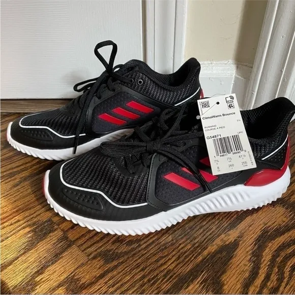 NWT Adidas Climawarm Bounce Running Sneakers Black Red G54871 Men’s Size 8