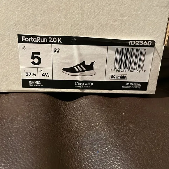 NWT!!! Adidas FortaRun 2.0 K Black Running Shoes
