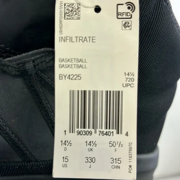 NWT Adidas Men's Black Infiltrate Basketball Shoes Sneakers, Sz 15
