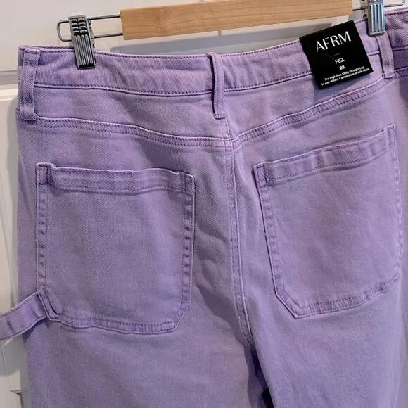 NWT AFRM Purple Fez Straight Leg Carpenter Denim Jeans Pants-Size 28