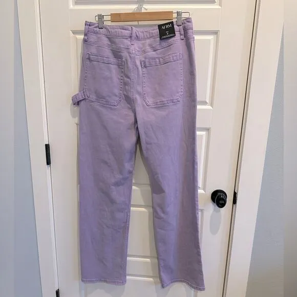 NWT AFRM Purple Fez Straight Leg Carpenter Denim Jeans Pants-Size 28