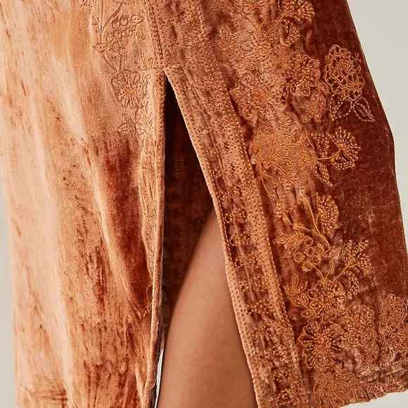 NWT Anthropologie Lucie Embroidered Velvet Slip Dress Sz 16 W