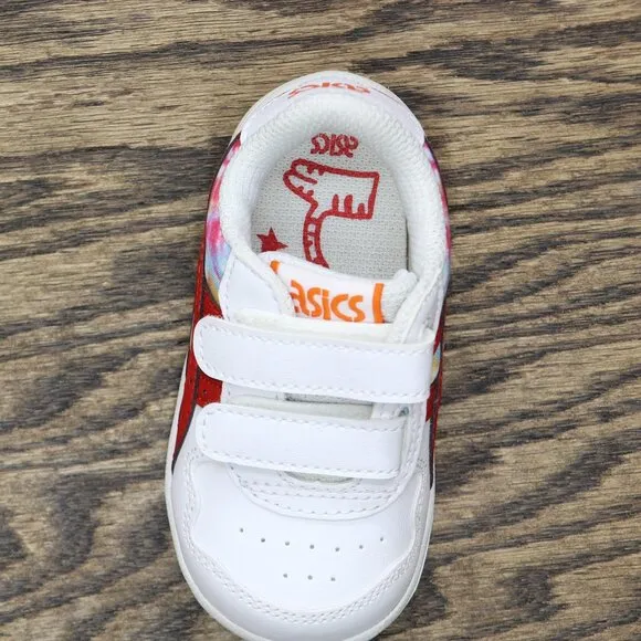 NWT Asics Girls Japan S Toddler Sportstyle Shoes Sneakers White / Classic Red 5T