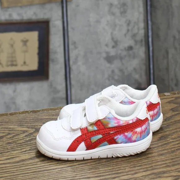 NWT Asics Girls Japan S Toddler Sportstyle Shoes Sneakers White / Classic Red 5T
