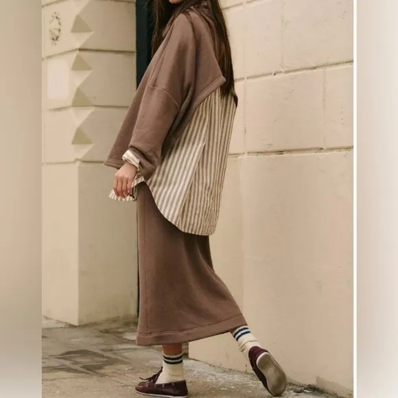 NWT Free People Milley Reversible Set in Dusted Cocoa