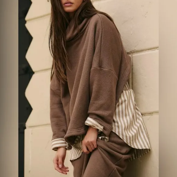 NWT Free People Milley Reversible Set in Dusted Cocoa