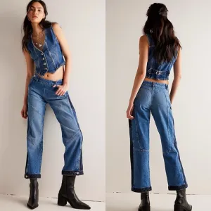 NWT Free People Moonlit Moto Slim Boot Jeans