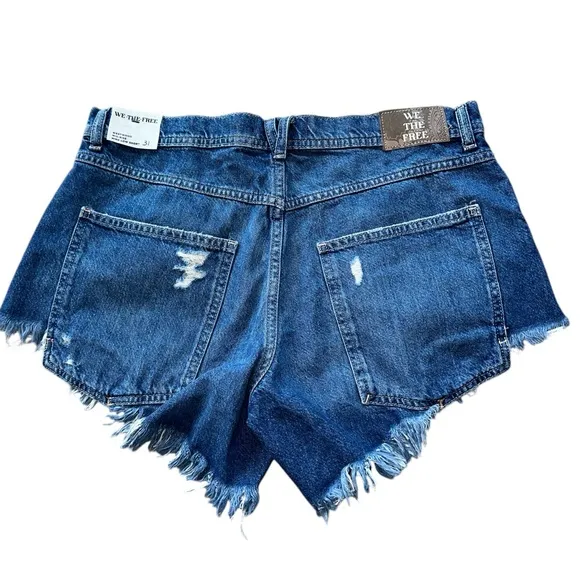 NWT Free People We The Free Westwood Mid Rise High Low Jean Shorts