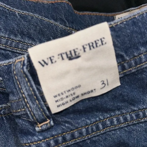 NWT Free People We The Free Westwood Mid Rise High Low Jean Shorts