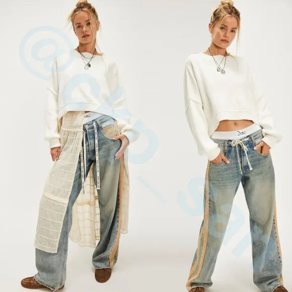 NWT Free People Zambi Slouchy Jeans Sz 32