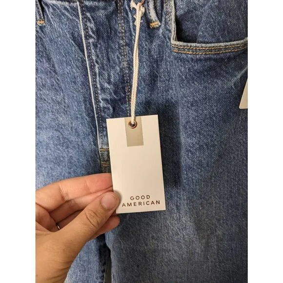 NWT Good American Women's Classic Raw Hem Hi-Rise Skinny Jeans Blue Size 4/27