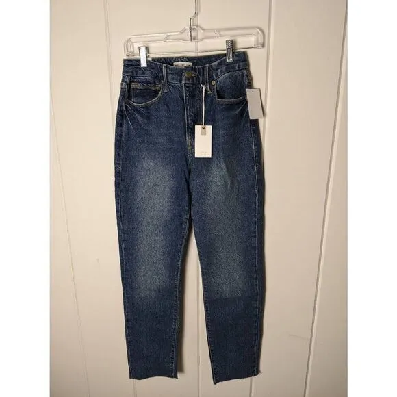 NWT Good American Women's Classic Raw Hem Hi-Rise Skinny Jeans Blue Size 4/27