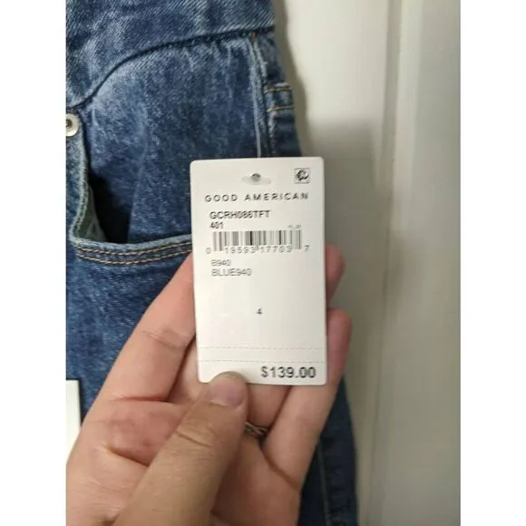 NWT Good American Women's Classic Raw Hem Hi-Rise Skinny Jeans Blue Size 4/27