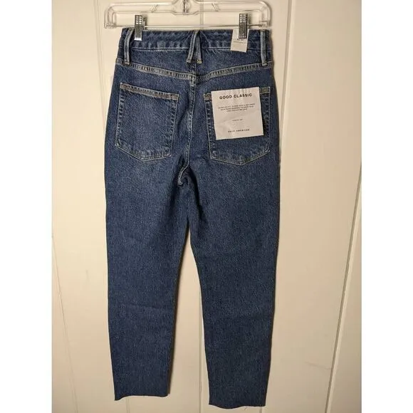 NWT Good American Women's Classic Raw Hem Hi-Rise Skinny Jeans Blue Size 4/27