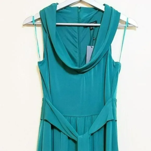 NWT HALSTON HERITAGE Draped Cowl Neck Front Slit Gown Cocktail Party Maxi Dress